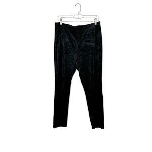 Chicos Zenergy Velvet Pull On Straight Leg Pants Womens 2/ Large Black Velour